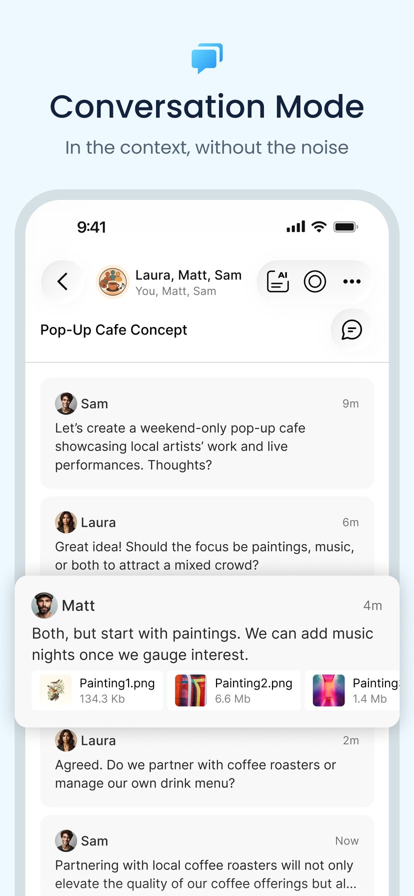 BlueMail App Store screenshot: Conversation Mode