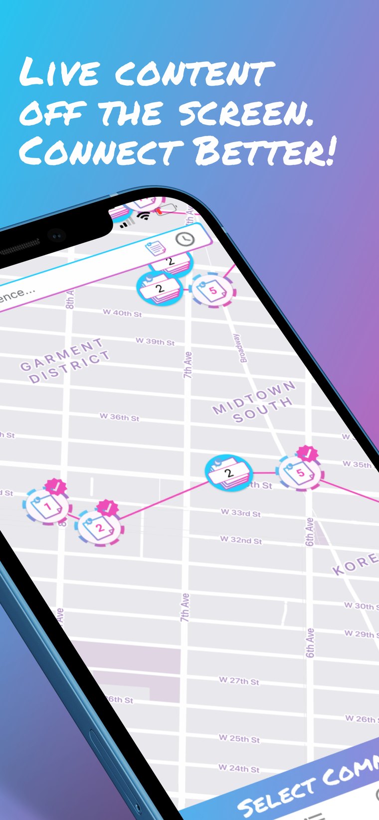 ChalkNotes story trail on a city map